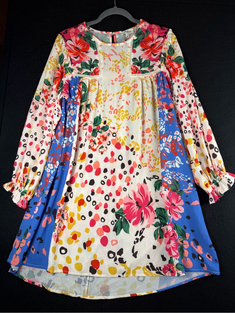 NWT Umgee C2478 Floral Patchwork Boho Babydoll Tunic Dress Medium